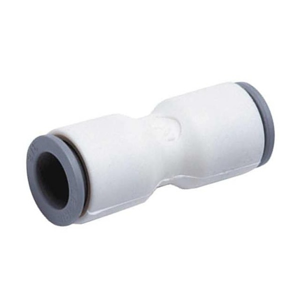 Push-Fit Union Fitting, 1/4 in x 3/8 in Tube Size, Bio-Based Nylon, White, 10 PK