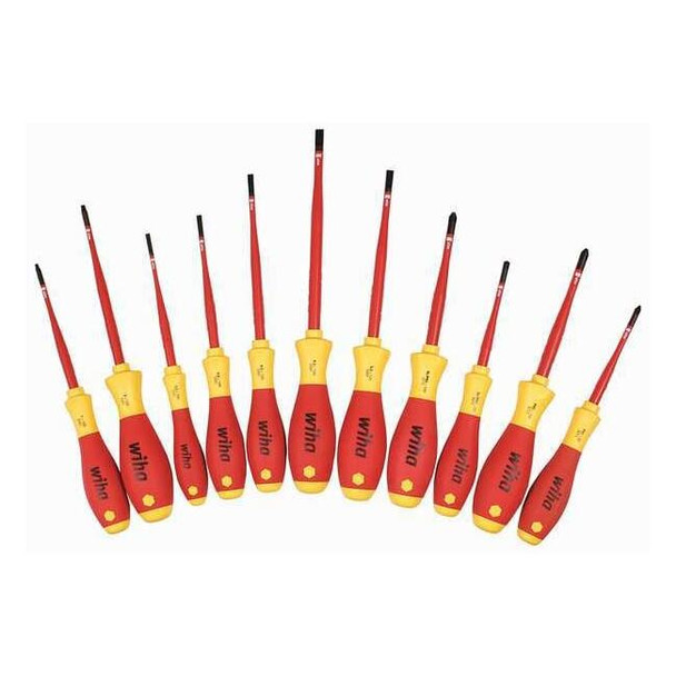 Wiha Insulated Screwdriver Set, Slotted/Phillips, Square, 11 pcs 32198