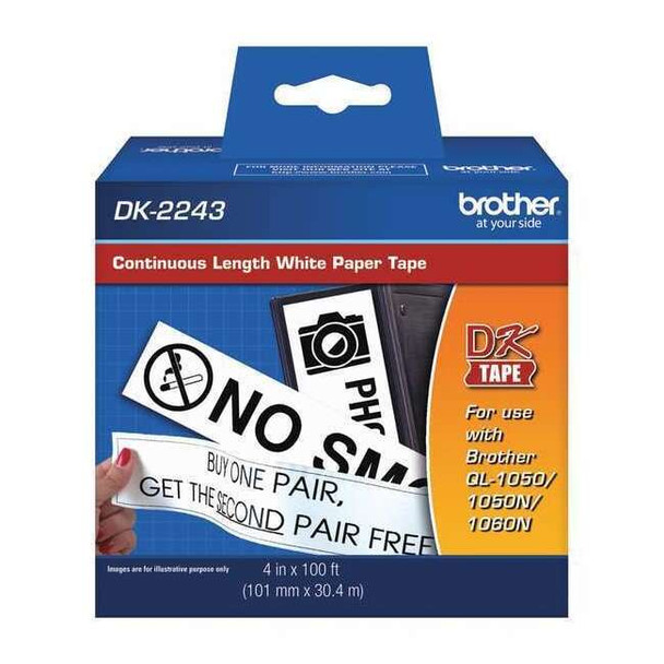 Brother Continuous Label Stock, White, Matte, 4 in W DK2243