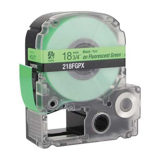 Label Cartridge, Black on Fluorescent Green, Labels/Roll: Continuous