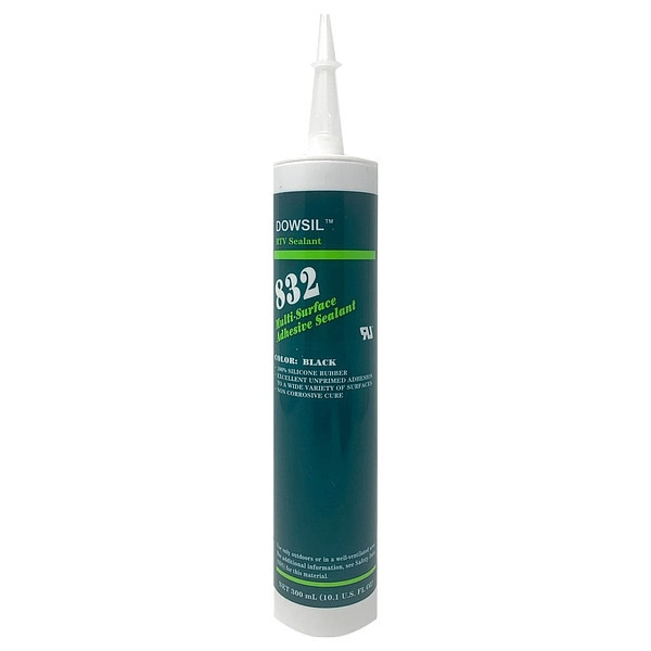 Dowsil Silicone Sealant, 10 oz, Cartridge, Black, Silicone Base, 832 99180523