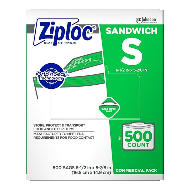 Ziploc Slide Seal Reclosable Bag 6-1/2" x 5-7/8", 1 mil, Clear, Pk500 682255