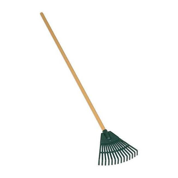 8 in Polypropylene Leaf Rake, 14 Tines, 42 in L Wood Handle