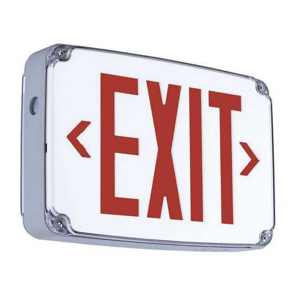 Exit Sign, Silver, 1 Face(s), LED, Universal Mount, Nickel Cadmium