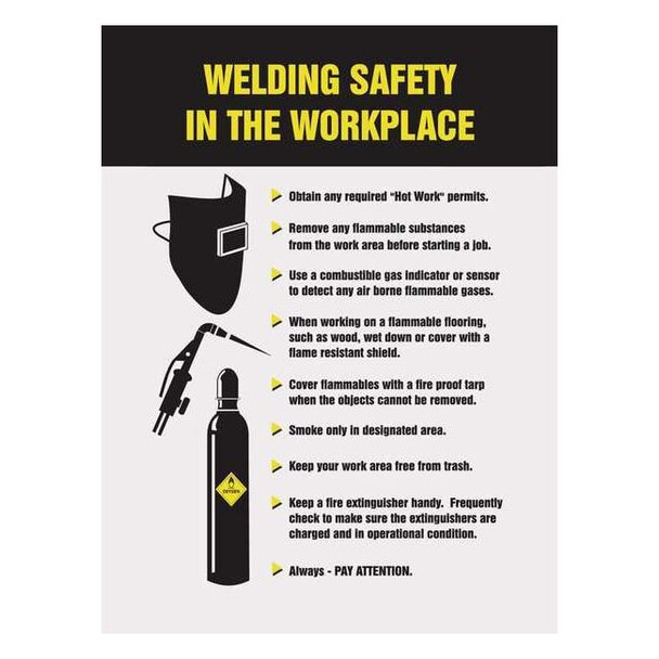 Poster, Welding Safety In The Work Place, 22 in H x, 17 in W, Plastic