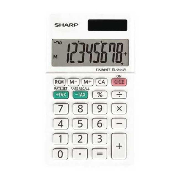 Sharp Pocket Calculator,LCD,8 Display Digits EL-244WB
