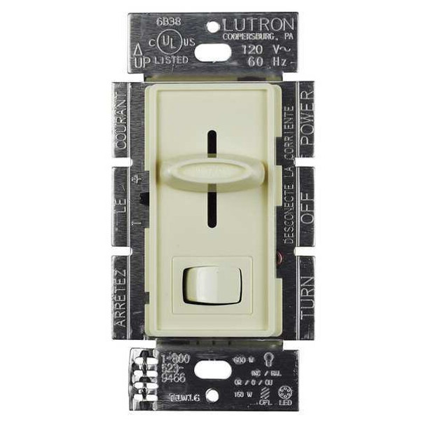 Lutron Lighting Dimmer, Rocker/Slide, Almond SCL-153P-AL