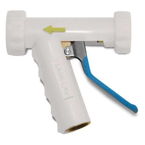 Sani-Lav Pistol Grip Spray Nozzle, 3/4" Female, 150 psi, 8.9 gpm, White N8W
