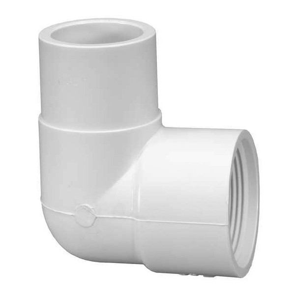 PVC Street Elbow, 90 Degrees, Spigot x FNPT, 1/2 in Pipe Size
