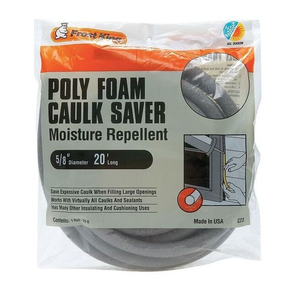Frost King Weatherstrip, 20 ft, Gray, Insert Size: 5/8" Dia. C23H