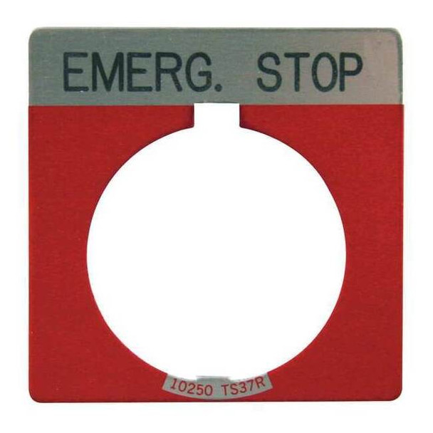 Eaton Cutler-Hammer Legend Plate,Square,Emergency Stop,Red 10250TS13