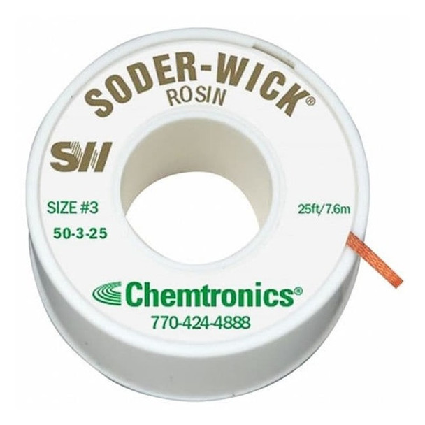 Chemtronics Desoldering Wick,25 ft.,3,Copper,Rosin 50-3-25