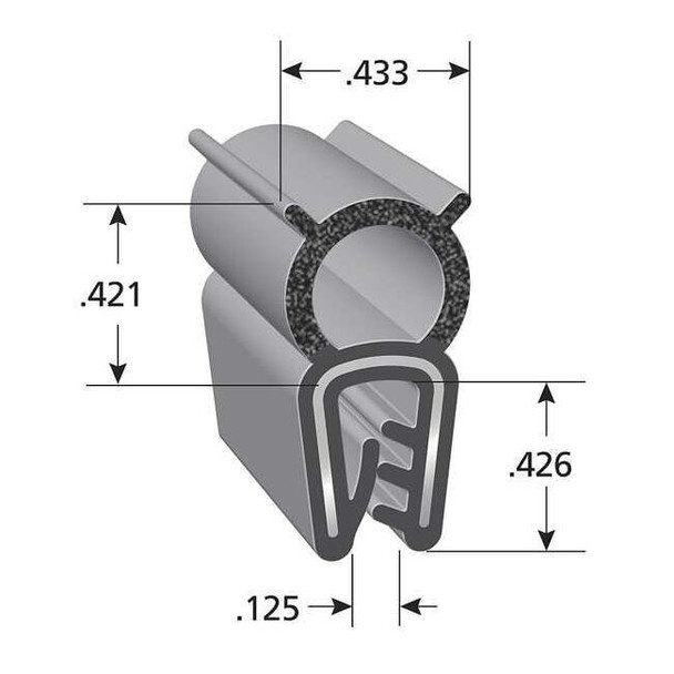 Trim-Lok Black Vinyl Seal 100 ft L, 7/16 in W, 7/8 in H DDA2513-100