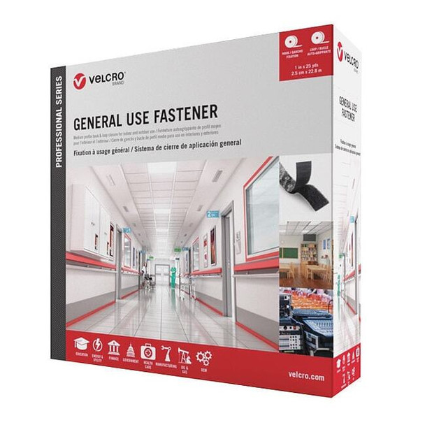 Velcro Brand Reclosable Fastener, Acrylic Adhesive, 75 ft, 1 in W, White 31302
