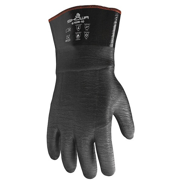 Showa Chemical Resistant Glove,12" L,Sz L,PR 6781R Showa Chemical Resistant Glove,12" L,Sz L,PR 6781R
