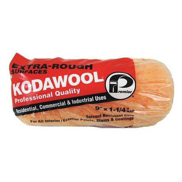 Premier 9" Paint Roller Cover, 1-1/4" Nap, Polyester/Knitted Wool 9KW2-125