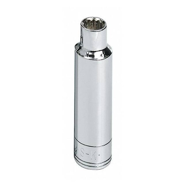 1/2 in Drive, 3/8" SAE Socket, 12 Points,  Steel, Chrome, 3/8 in