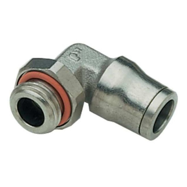 Legris Push-Fit Elbow Fitting, 1/4 in Tube Size, Brass, Silver 3699 06 10