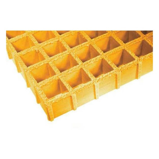 Fiberglass Molded Grating, 60 in Span, Grit-Top Surface, Corvex Resin, Yellow