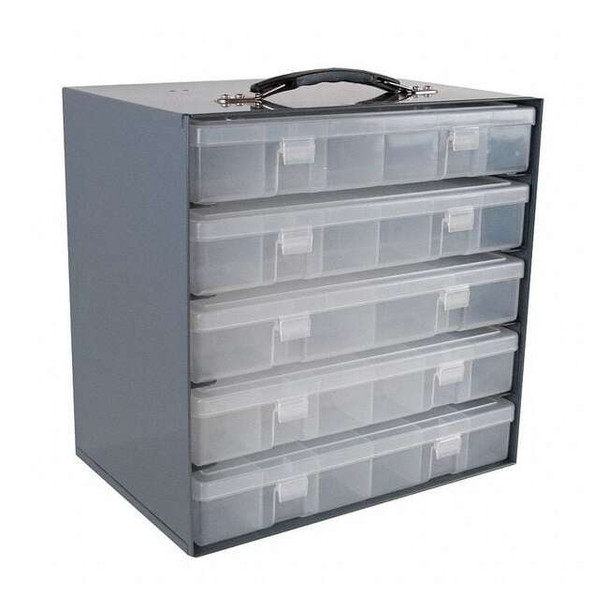 Durham Mfg RckLgPlastComprtBx,Gray,Steel,13 5/16 in 291-95
