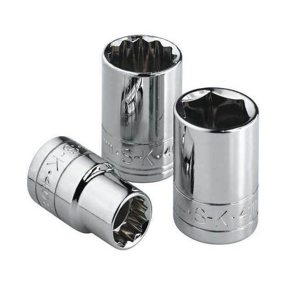 3/8 " Drive, 3/8" SAE, Socket, 12 Points,  Steel, Chrome, 3/8 in