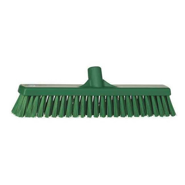 16 in Sweep Face Broom Head, Soft/Stiff Combination, Synthetic, Green