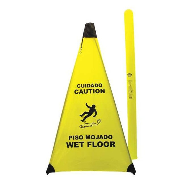 Soft Safety Sign, 31 in Height, 18 in Width, Nylon, Triangle, English, Spanish