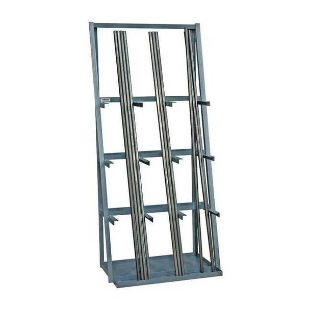 Freestanding Vertical Bar Rack, 24 in D, 39 in W, 3 Shelves, Gray