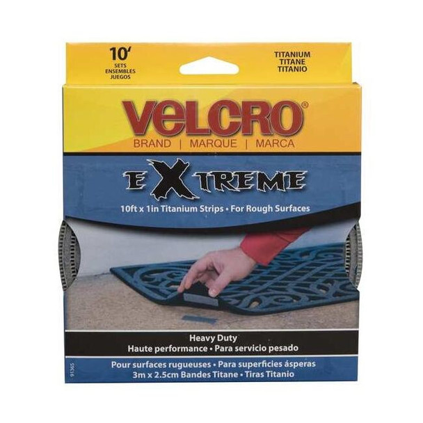 Reclosable Fastener Shapes, Rubber Adhesive, 10 ft, 1 in W, Gray