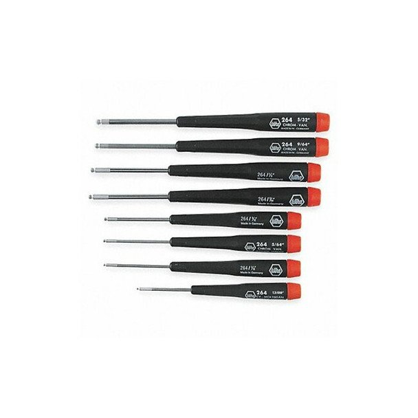 Wiha Prec. Screwdriver Set,Ball Hex,SAE,8pcs. 26490