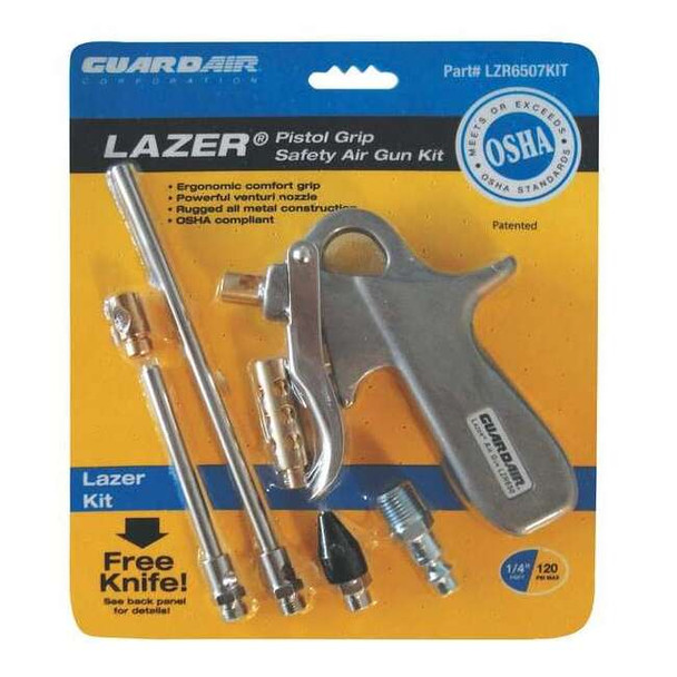 Guardair Air Gun Kit, 1/4 in, FNPT, Alum, Silver LZR6507KIT