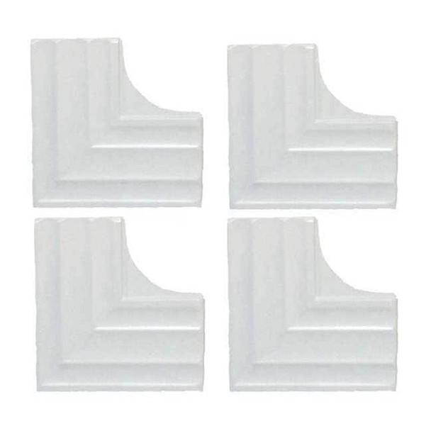 Mirredge Corner Plates, 3 in L, 3 in W, 1/4 in H, Dove White 88514