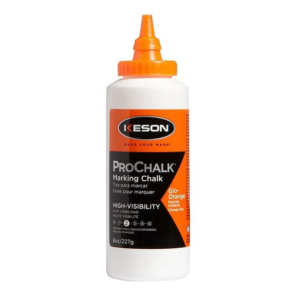 Keson Marking Chalk, Orange, Semi-Permanent, 8oz 8GO