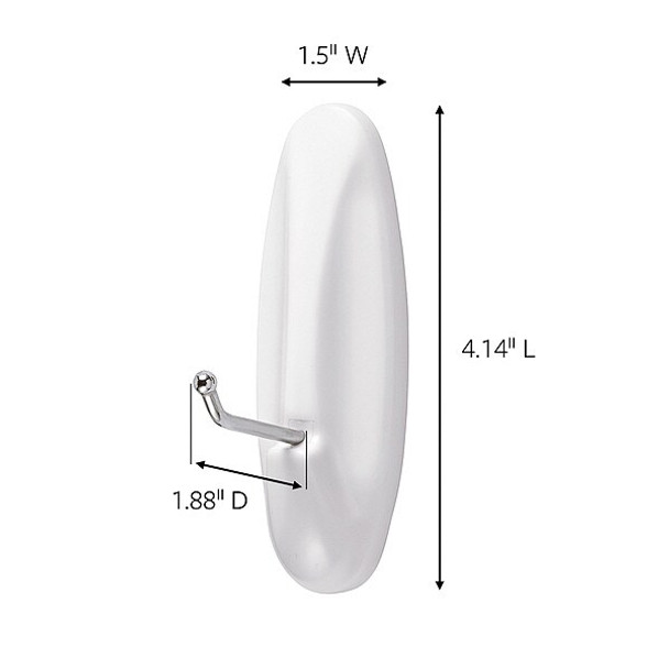 Command Hook,Molded Plastic,1-7/8 In 17069