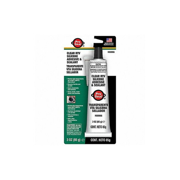 Waterproof Gasket Sealant, 3 oz, Clear, Temp Range -75 to 500 Degrees F