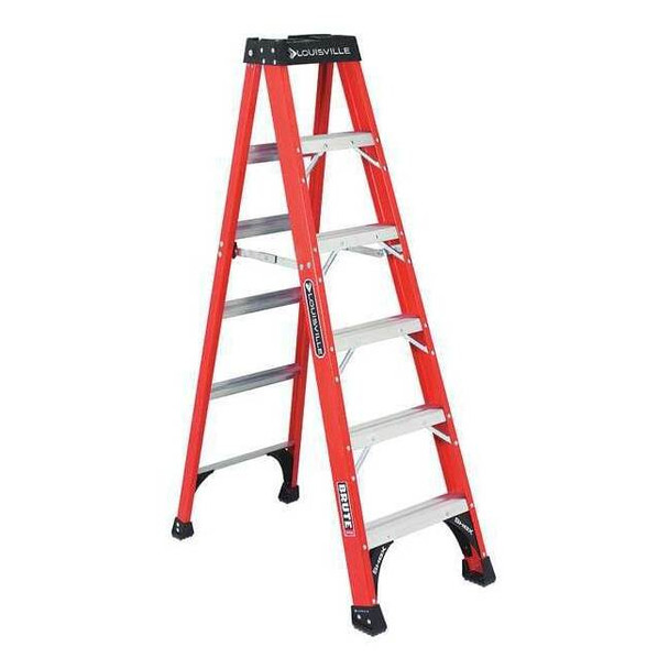 Louisville 6 ft Fiberglass Stepladder, 375 lb Capacity FS1406HD