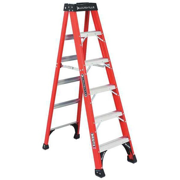 Louisville 6 ft Fiberglass Stepladder, 375 lb Capacity FS1406HD