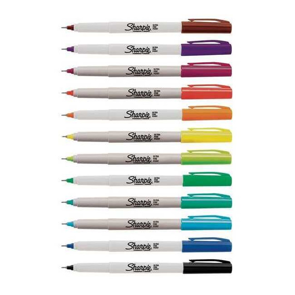 Sharpie Permanent Marker Set, Ultra Fine Tip, Capped, 12 PK 37175PP