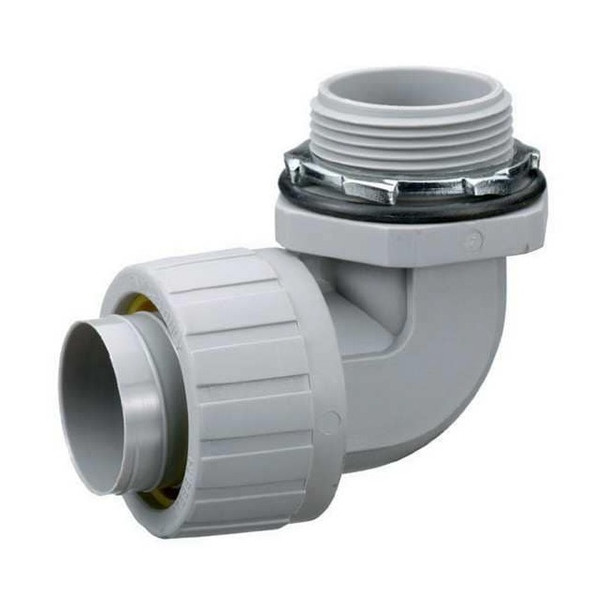 Conduit Fitting Connector, 1 in, Liquid-Tight, Nylon, PVC Coated, Gray