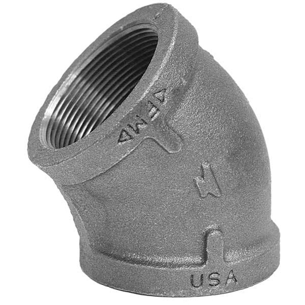 45 Degree Elbow 45 Degree Elbow, 1" Pipe, FNPT, Malleable Iron, Class 150