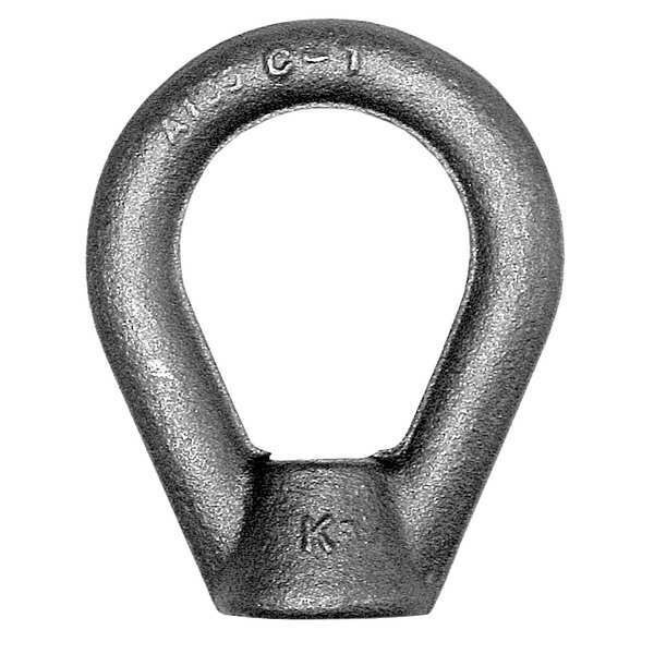 Oval Eye Nut, 3/8"-16 Thread Size, 5/8 in Thread Lg, Steel, Black Oxide