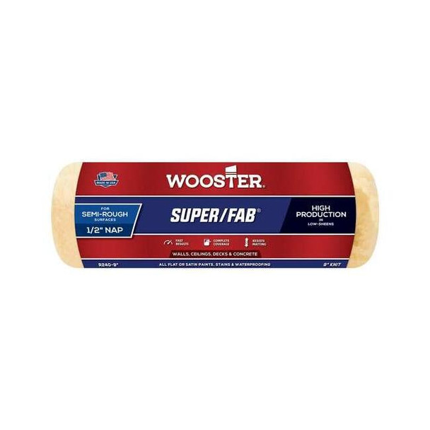 Wooster 9" Paint Roller Cover, 1/2" Nap, Knit Fabric R240-9