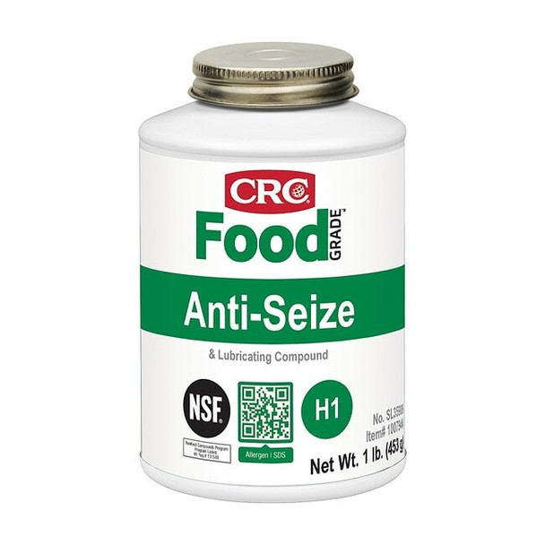 Crc Food Grade Anti-Seize, H1 Food Grade, 16 oz Brush-Top Can, White SL35906
