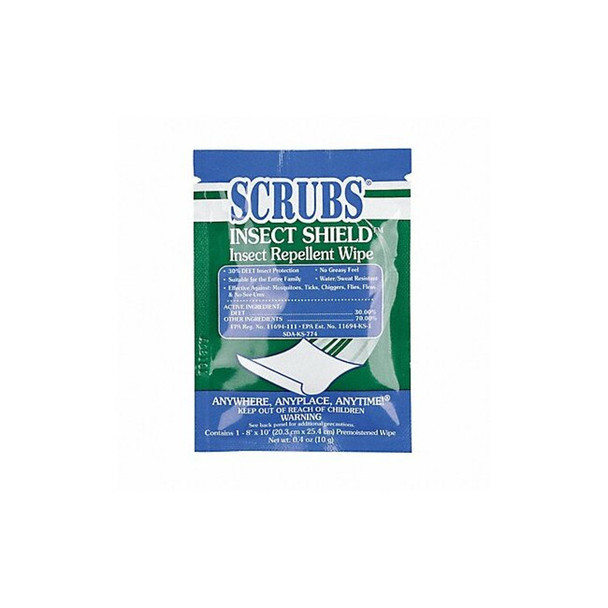 Scrubs Insect Repel Wipes,100 ct,Packet,PK100 91401 Scrubs Insect Repel Wipes,100 ct,Packet,PK100 91401