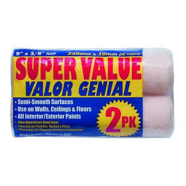 Premier 9" Paint Roller Cover, 3/8" Nap, Polyester, 2 PK 9-TP