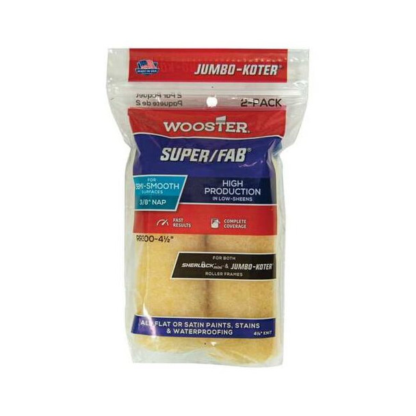 Wooster 4-1/2" Mini Paint Roller Cover, 3/8" Nap, Knit Fabric RR300-4 1/2
