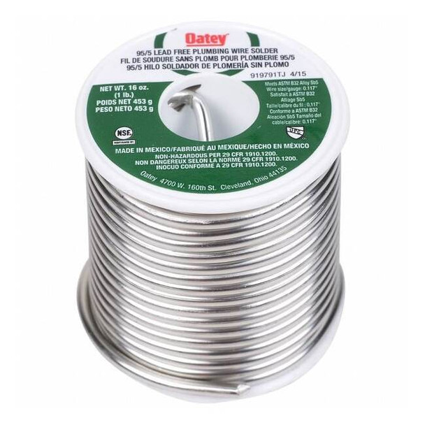 Oatey Lead Free Solder,0.117 in. dia.,1 lb. 22018