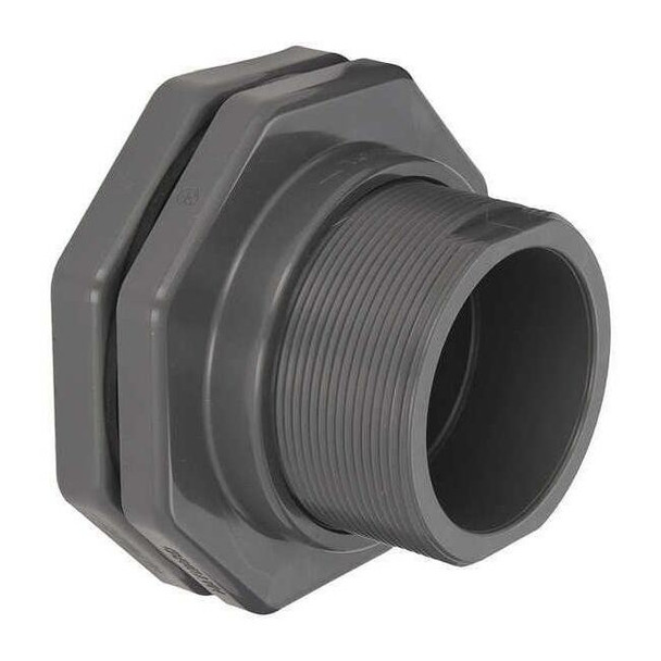 Bulkhead Tank Fitting, 4", PVC/EPDM, Socket x Socket