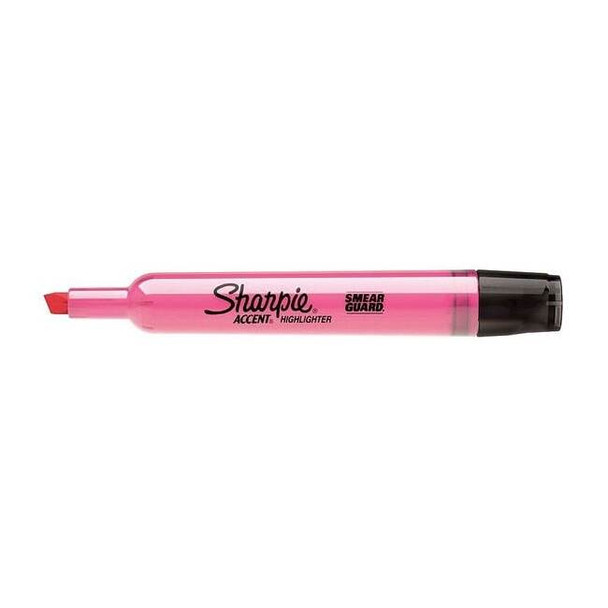 Sharpie Smear Guard Highlighter, Chisel Tip Fluorescent Pink PK12 25009B