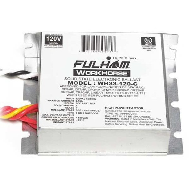Fulham 5 to 64 Watts, 1, 2, 3, or 4 Lamps, Electronic Ballast WH33-120-C